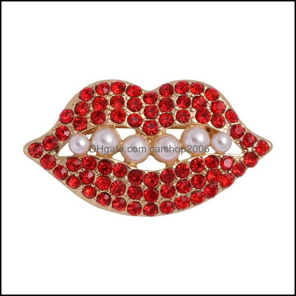 Alfileres Broches Labios rojos Amor Broche Diamante de imitación Perla artificial Abrigo Pin Señora Joyería de moda 3 8Yn P2 Entrega de la gota 2021 Carshop2006 Dht9P