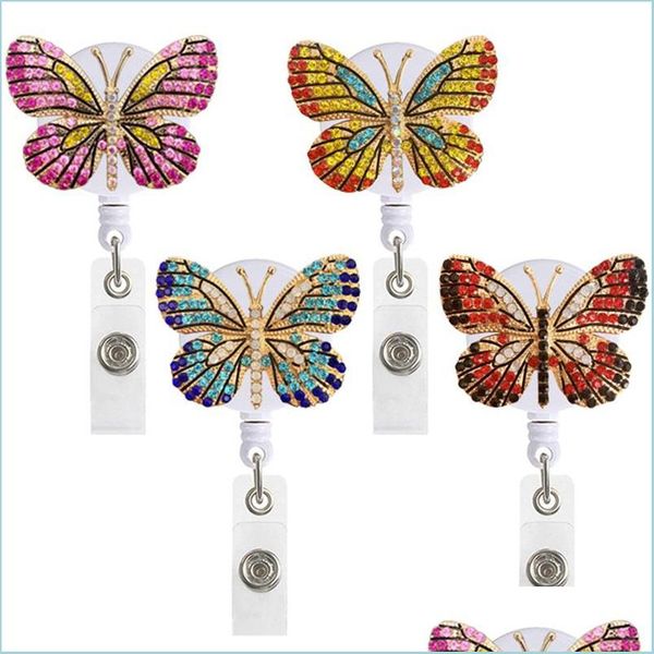 Broches Broches Rétro Broche En Métal Diamant Incrustation Papillon Crocodile Clip Stretch Facile Pl Certificat Boucle Laque Badg Dhseller2010 Dhcul