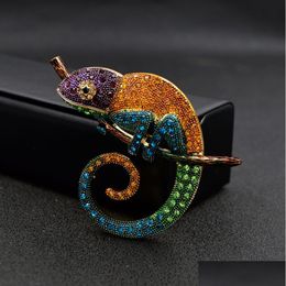 Pins Broches Strass Hagedis Voor Vrouwen Kameleon Broche Pin Animal Design Pins Mode-sieraden Gift 3 Kleuren Drop Levering Dhwbq