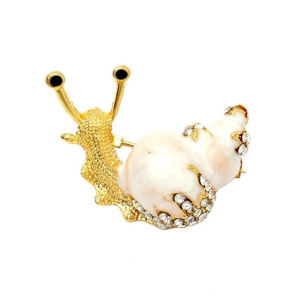 Alfileres, broches de caracol de diamantes de imitación para mujer, broche de insecto pequeño bonito, accesorios de joyería de alta calidad esmaltados a la moda