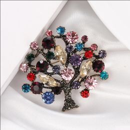 Pines Broches Árboles de diamantes de imitación Mujeres Hombres Árbol de Navidad Fiesta Oficina Casual Colorf Crystal Broche Pines Regalos Drop Entrega Joyería OTD1N