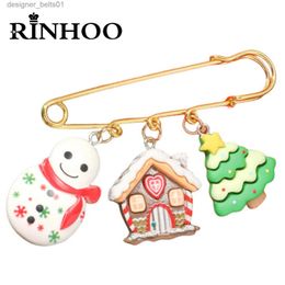 Pins Broches Rinhoo dessin animé acrylique broche de noël pour les femmes arbre de noël bonhomme de neige cerf père noël grandes épingles à aiguille nouvel an décoration bijoux L231120