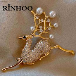 Broches broches rinhoo mignon broches de cerf en ramine complet pour femmes nouée décorative imitation perle animal pins de revers de Noël wx