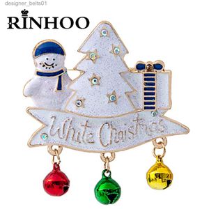 Pins Broches Rinhoo blanc arbre de noël broche pour les femmes mode arbre de noël bonhomme de neige boîte-cadeau cloches colorées gland Lel broches nouvel an bijoux L231120