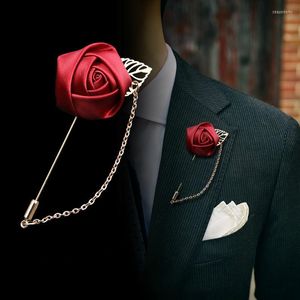 Pinnen broches rozenblad stof bloem eenvoudige ketting heren pak kraag revers broche pin mannen bruiloft banket Koreaanse mode sieraden Seu22222222
