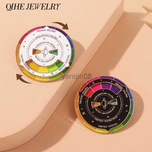 Pins Broches Ronde Metalen Kompas Emaille Pin Mode Gift Broche Art Multicolour Badge Revers Kleding Hoed Sieraden Kid Gift Revers Pin Groothandel HKD230807