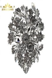 Pinnen broches Royal Vintage Cluster Clear Crystal Rhinestone verijdeld blad traanverklaring Peervormige pennen bruids bruidsjuwelen55655693