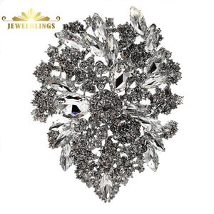 Broches, broches Royal Vintage Cluster Clear Crystal Strass Foiled Leaf Teardrop Déclaration en forme de poire Pins Mariage Bijoux de mariée