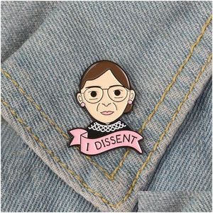 Broches Broches Ruth Bader Ginsburg Émail Broche Justice Féminine Badge Broche Revers Denim Chemise Col Dessin Animé Féministe Bijoux Cadeau Pour Dhtfr