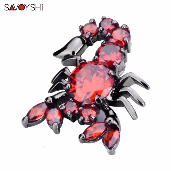 Pins Broches SAVOYSHI luxe rouge Zircon Scorpion épinglette broches broches beau cadeau pour hommes broches collier fête fiançailles marque bijoux 230509