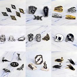 Pins Broches Set Emaille Pins Punk Donkerzwarte Broche Heks Magische Schedel Vampier Knop Denim Badge Gothic Revers Aangepaste Sieraden Gif271y