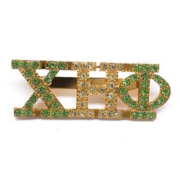Pins, broches glanzende strass ingelegd Griekse brief XHP metalen broche fit chi eta phi sorority society gift souvenir sieraden