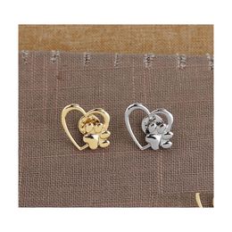 Pins broches sier gouden kleur liefde hart poot revers pin huisdier print verlies en herdenkings pins sieraden honden cat minnaar cadeaus 1800 t2 drop del dhg9j