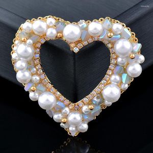 Pins Broches SINLEERY Vintage amour coeur étoile de mer fleur ventilateur perle cubique zircone pour les femmes couleur or accessoires de mariage XZ218 SSP Kirk22