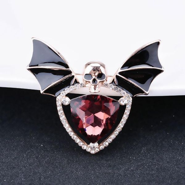 Broches, Broches Crâne Gothique Punk Cristal Squelette Broche Chauve-Souris Aile Coeur Broche Pour Les Femmes De Mariage Halloween Bijoux