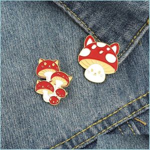 Pinnen broches kleine champignon emailbroches pin voor vrouwen mode jurk jas shirt demin metal grappige broche pins badges pr dhgarden dhlep