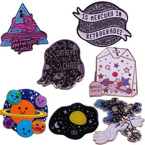 Broches, broches Space Planet Badge Galaxy Moon Stars Émail Pin Science Cosmos Accessoire