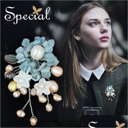 Broches Broches Marque Spéciale Mode Perles Naturelles Pour Robes Bouquet De Fleurs Bijoux Cadeaux Femmes S1607B Drop Livraison Dhoe1