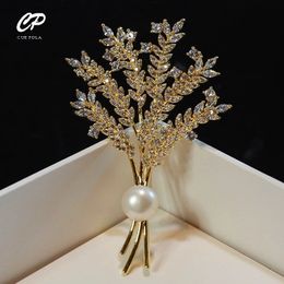 Pins Broschen Spike Of Wheat Plant Tree Pearl Coat Pin für Frau Hochzeit Party 230621