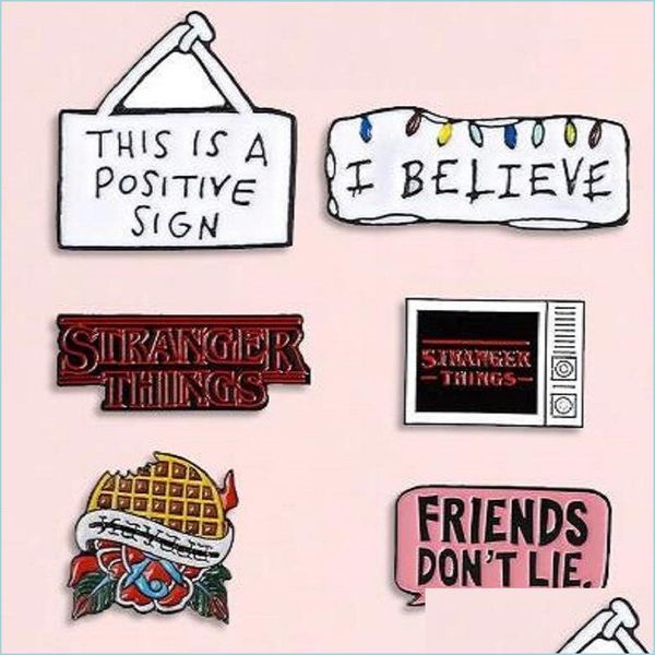 Épingles Broches Stranger Things Épingles en émail Série TV Onze Broche Friends Dont Lie Badge Denim Chemise Épinglette Gothique Bijou Dhgarden Dhkty