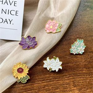 Alfileres Broches Elegante Girasol Lirio Esmalte Exquisito Loto Peonía Margarita Floral Broche Tela Solapa Mujer Hebilla Chica Regalos Joyería Kirk22