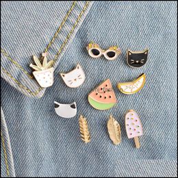 Pinnen broches zonnebril veer ijs pot revers pin emailbroches pins jeans tops tassen badge voor vrouwen mannen mode jood mjfashion dhx2h