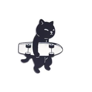 Alfileres Broches Deportes dulces Pequeño gato negro Esmalte Broche Insignia Aleación Metal Dibujos animados Ropa Bolsa Pequeña joyería Accesorio para Drop De Dhume