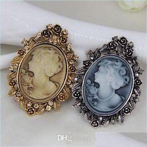 Pins broches de alta calidad Austria Crystal Rhinestone Vintage Fashion Victorian Cameo Broch Lady Pins Facto Dhseller2010 DHR21