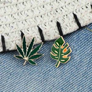 Broches broches feuilles d'arbre épingle en émail feuilles vertes ruisseau denim veste sac à dos épingle badge naturel pour hommes accessoires de dessins animés wx