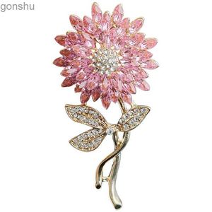 Broches broches Trend Equity Grand Rhingestone Sunflower Brooch Vêtements pour femmes Fleur et Broche de plante Broche Couple de bijoux Cadeaux de bijoux wx