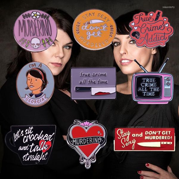 Alfileres Broches True Crime Esmalte Pin My Favorite Murder Badge TV Murderino Skull Heart BroochPins