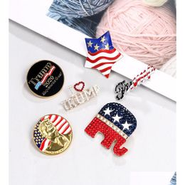 Pins broches trump broche amerikant ic republikeinse verkiezingen diamanten pin herdenkingsbadge wy11555554005 drop levering sieraden dheoy