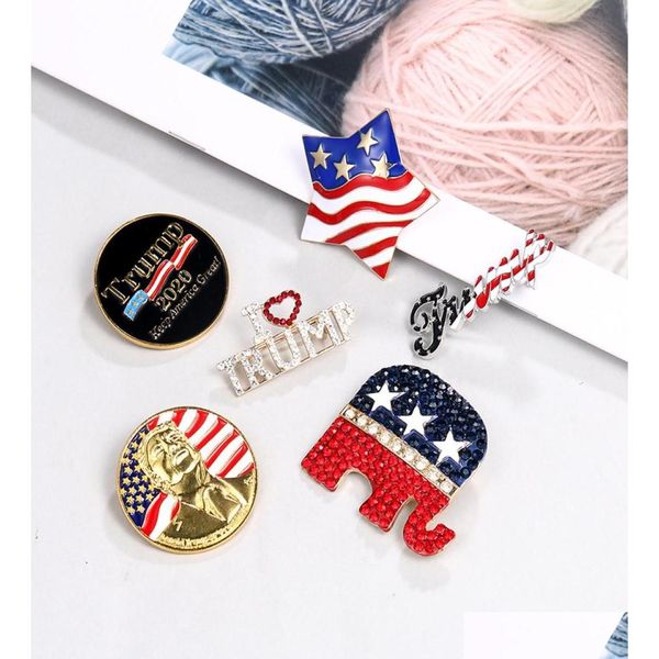 Broches broches Trump Brooch American IC Republican Election Diamond Pin Badge Commémoratif WY11555554005 Drop livraison de bijoux Dheoy