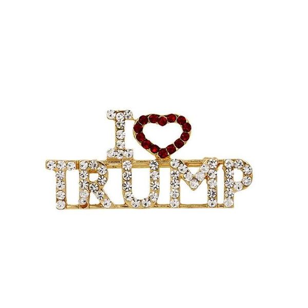 Broches broches Trump Crystal strassons lettre de conception unique coeur rouge I Love Words épingle Femmes Filles Robe Robe Drop Livraison DH9DH