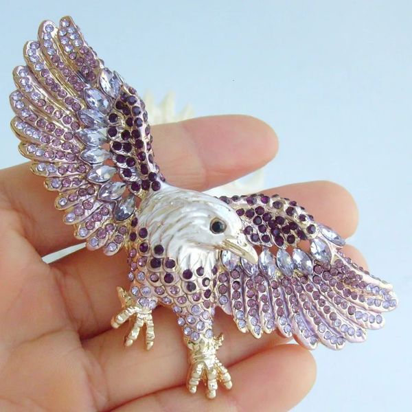 Broches broches Unique oiseau aigle broche violet cristal autrichien pendentif EE04717C2a 231208