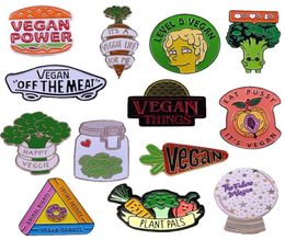Pinnen broches veganistische emailpennen collectie perzik kristallen bol broccoli wortel kutje groenten vegetarische badge cartoon broch5345299