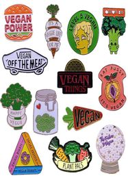 Pinnen broches veganistische email pinnen collectie perzik kristallen bol broccoli wortel pussy groenten vegetarische badge cartoon broche3896147