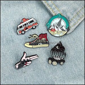 Pins broches vintage bus vuurschoenen emailbroches pin dames shirt shirt demin metalen broche pins badges promotie cadeau 6146 q2 dro dh1he