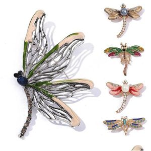 Pins Broches Vintage Cristal Strass Animal Mode Brillant Libellule Papillon Insecte Broche Broches Femmes Robe Manteau Accessoires Dro Dh7Ie