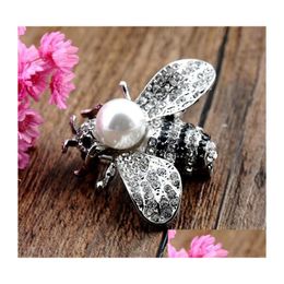 Pins Broches Vintage cristal simulé perle abeilles pour femmes hommes insecte broche broche robe manteau costume vêtements accessoires mignon bijoux goutte Dh2R6