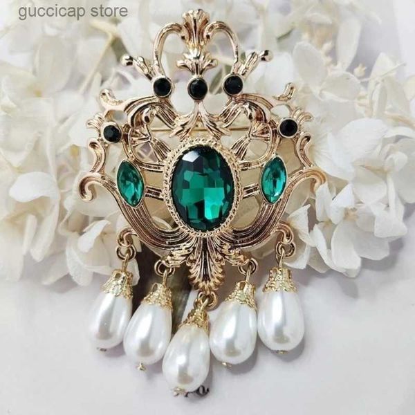 Broches broches Vintage émeraude baroque broche Antique gland perle accessoires Y240329