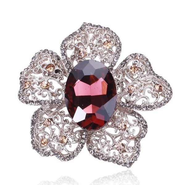 Alfileres, Broches Vintage Gran Flor Broche Pines Rhinestone Cristal Solapa Pin Insignia Moda Suéter Bufanda Hebilla Ramillete Para Mujeres Accesorios