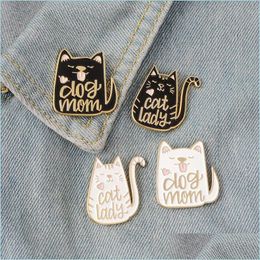 Pins broches vintage punk stijl hond kat broche lady metal kawaii email pin badge knoppen shirt denim jas tas decoratieve broche dhg0u