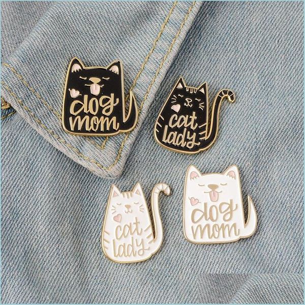 Broches Broches Vintage Punk Style Chien Chat Broche Lady Métal Kawaii Émail Pin Badge Boutons Chemise Denim Veste Sac Broche Décorative Dhftj