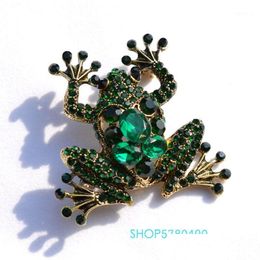 Broches Broches Vintage Strass Grenouille Broche Vert Couleur Femmes Cristal Poitrine Pin Lady Cor Manteaux Ornements De Fête Classique Bijoux Lu Otqvx