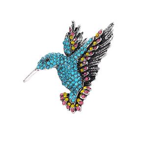 Broches Broches Vintage Strass Colibri Pour Femmes Hommes Cristal Animal Mode Bijoux Robe Manteau Col Vêtements AccessoiresPins