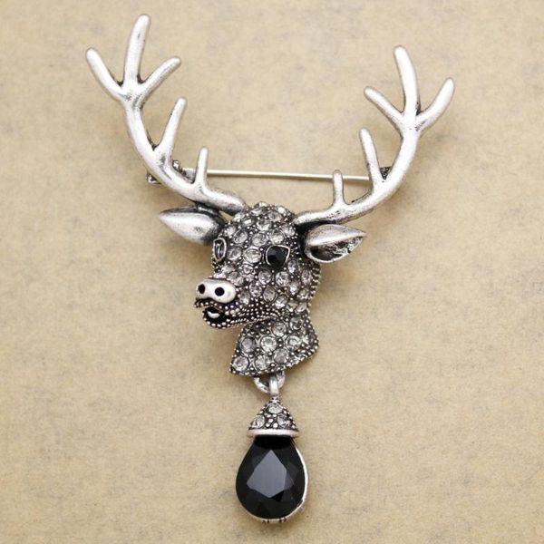 Épingles, Broches Vintage Tête De Cerf Bois De Cerf Chapeau De Chasse Elk Revers Écharpe Épingle Badge Broche Anime Bijoux Épingles Pierre Cristal Pendentif Goutte