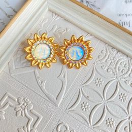 Pins broches vintage zonnebloem broche dubbele purpose vintage gouden fijne sieraden voor vrouwen 230616