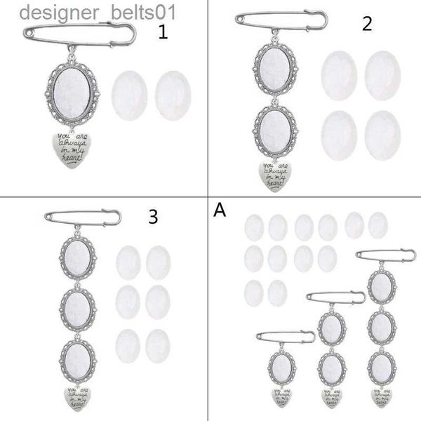 Alfileres Broches Ramo de boda Foto Charm DIY Pin Broche Kit de fabricación Marco de encaje Charm Marco de imagen ovalado con colgante para vacaciones HeartL231120