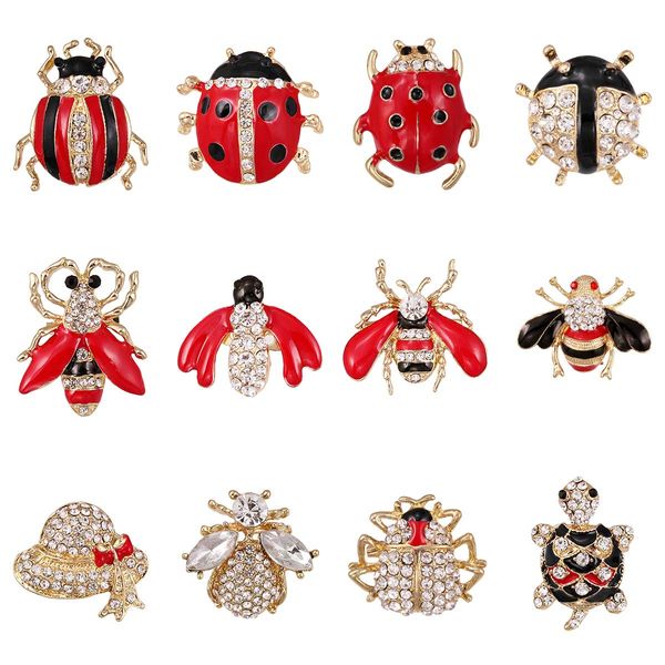 Pins Broches Weimanjewelry Lot émail cristal strass Animal abeille coccinelle tortue insecte broche ensemble de broches pour les femmes bricolage Decorati Am465